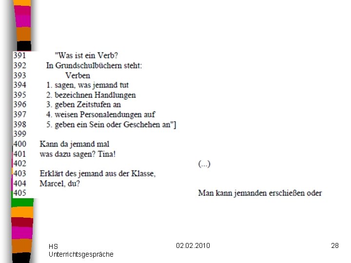 HS Unterrichtsgespräche 02. 2010 28 