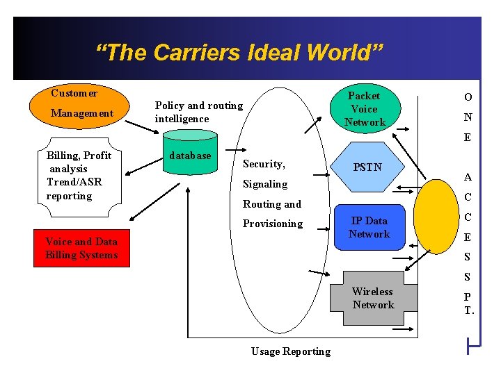 “The Carriers Ideal World” Customer Management Packet Voice Network Policy and routing intelligence O