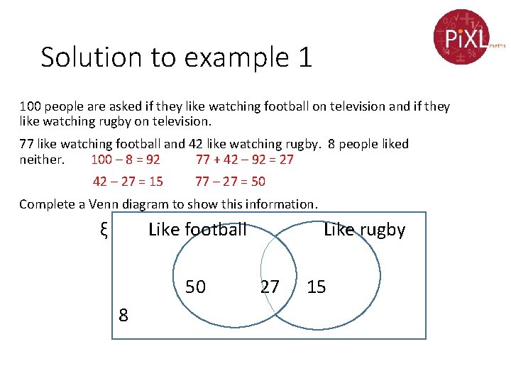 Solution to example 1 100 people are asked if they like watching football on