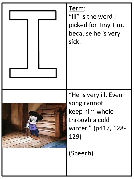 Term: “Ill” is the word I picked for Tiny Tim, because he is very