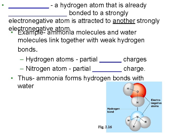  • ______ - a hydrogen atom that is already ________ bonded to a