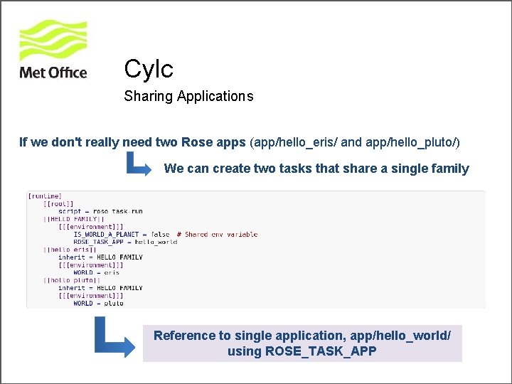 Cylc Sharing Applications If we don't really need two Rose apps (app/hello_eris/ and app/hello_pluto/)