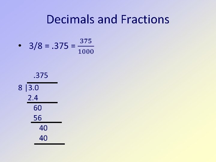 Decimals and Fractions 