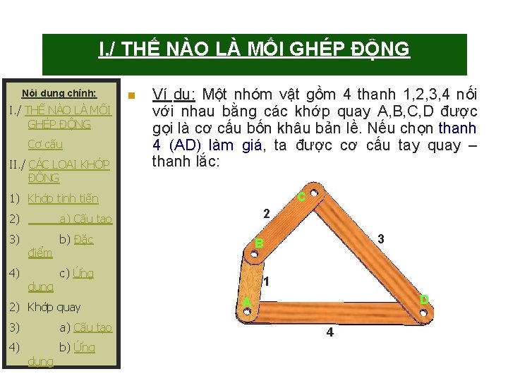 I. / THẾ NÀO LÀ MỐI GHÉP ĐỘNG Nội dung chính: I. / THẾ