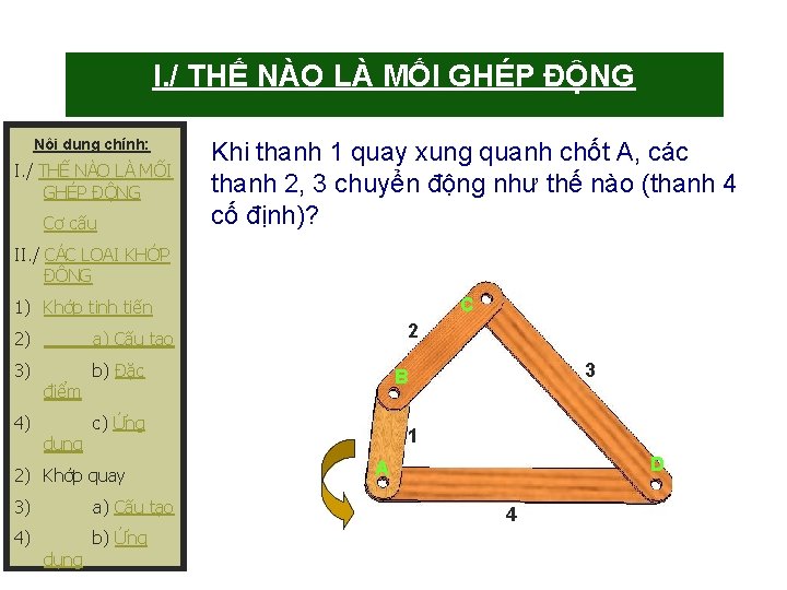 I. / THẾ NÀO LÀ MỐI GHÉP ĐỘNG Nội dung chính: I. / THẾ