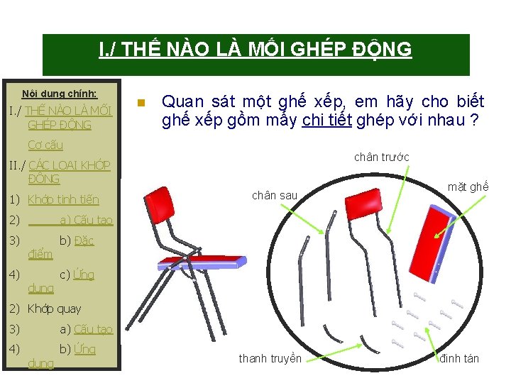 I. / THẾ NÀO LÀ MỐI GHÉP ĐỘNG Nội dung chính: I. / THẾ
