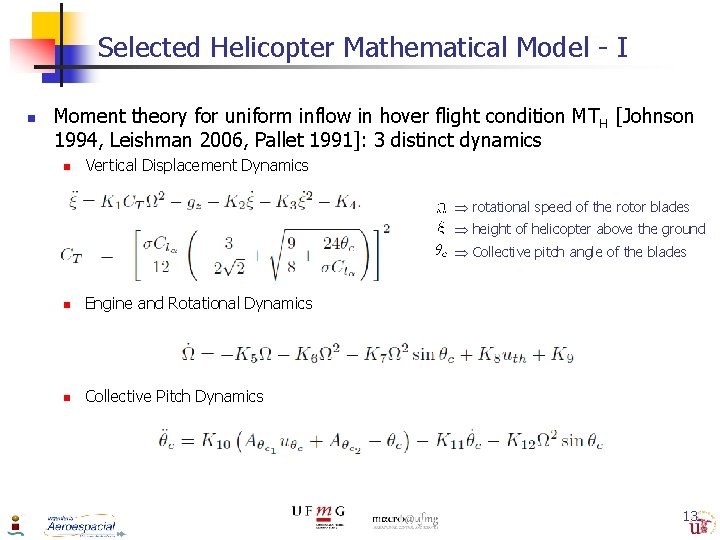 Selected Helicopter Mathematical Model - I n Moment theory for uniform inflow in hover