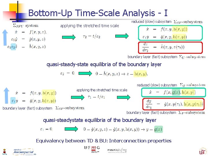 Bottom-Up Time-Scale Analysis - I reduced (slow) subsystem applying the stretched time scale boundary