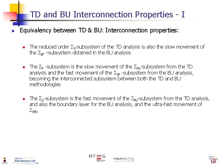 TD and BU Interconnection Properties - I n Equivalency between TD & BU: Interconnection