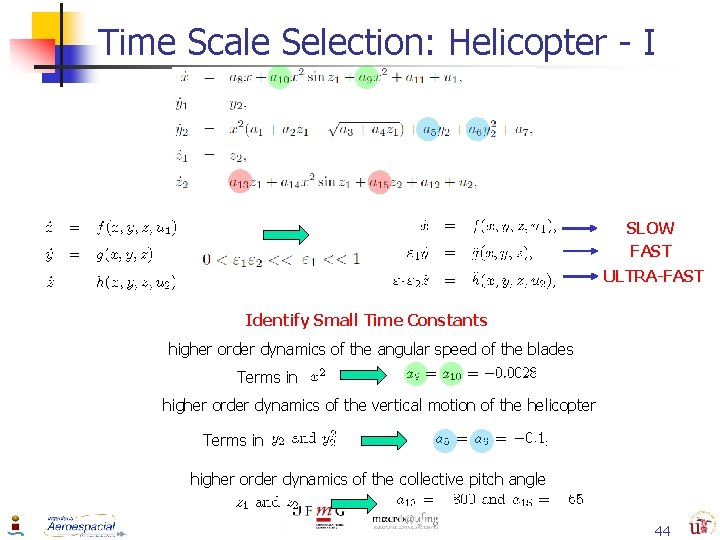 Time Scale Selection: Helicopter - I SLOW FAST ULTRA-FAST Identify Small Time Constants higher
