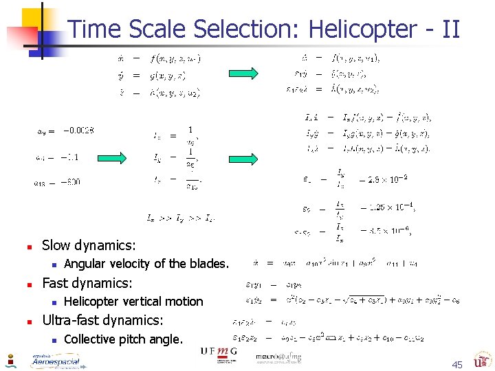 Time Scale Selection: Helicopter - II n Slow dynamics: n n Fast dynamics: n