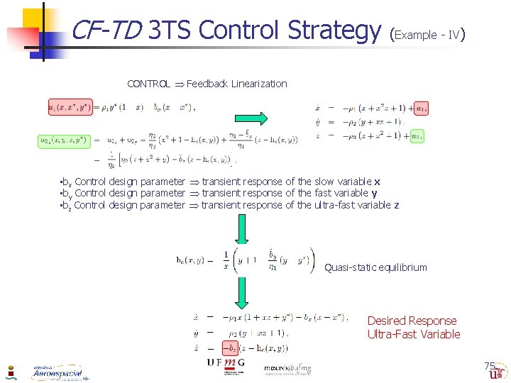 CF-TD 3 TS Control Strategy (Example - IV) CONTROL Feedback Linearization • bx Control