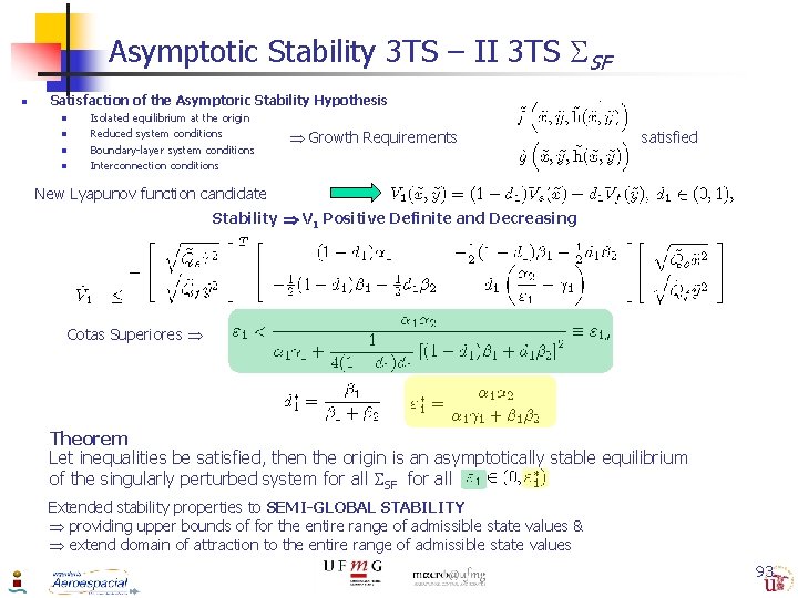 Asymptotic Stability 3 TS – II 3 TS SF n Satisfaction of the Asymptoric