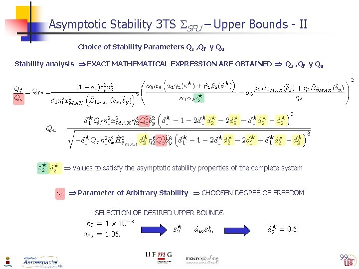 Asymptotic Stability 3 TS SFU – Upper Bounds - II Choice of Stability Parameters