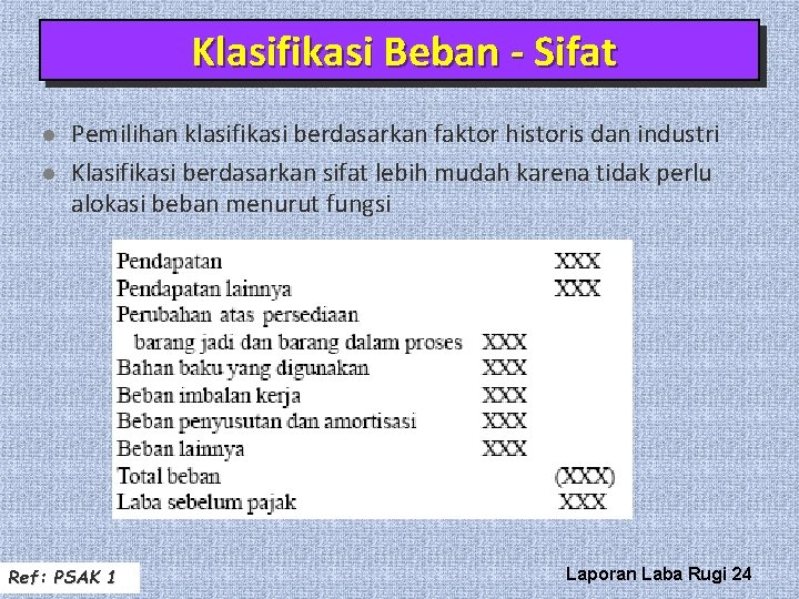 Klasifikasi Beban - Sifat l l Pemilihan klasifikasi berdasarkan faktor historis dan industri Klasifikasi