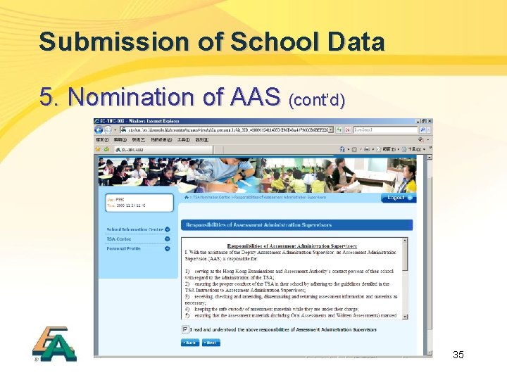 Submission of School Data 5. Nomination of AAS (cont’ (cont d) 35 