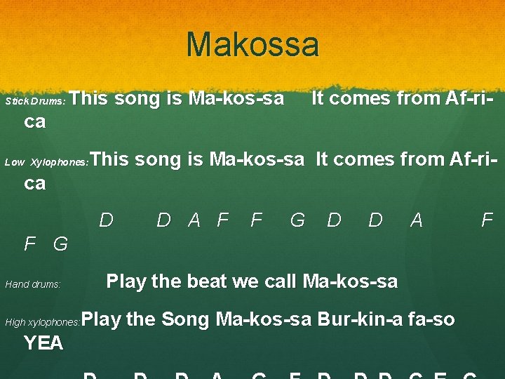 Makossa Stick Drums: This song is Ma-kos-sa It comes from Af-ri- ca This song