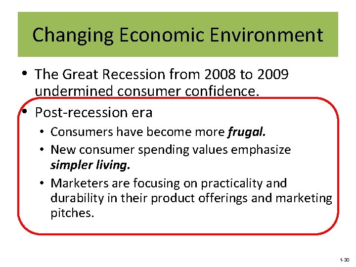 Changing Economic Environment • The Great Recession from 2008 to 2009 undermined consumer confidence.
