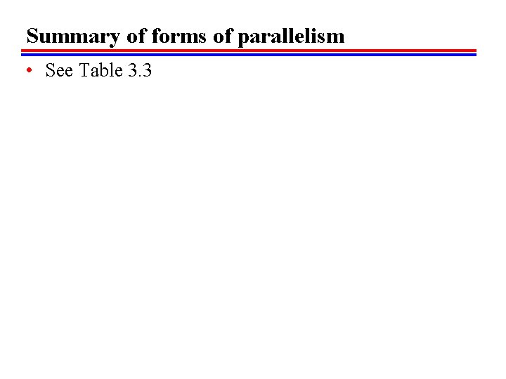 Summary of forms of parallelism • See Table 3. 3 