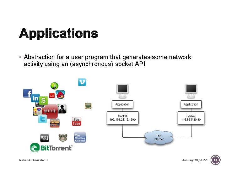 § Abstraction for a user program that generates some network activity using an (asynchronous) § Abstraction for a user program that generates some network activity using an (asynchronous)