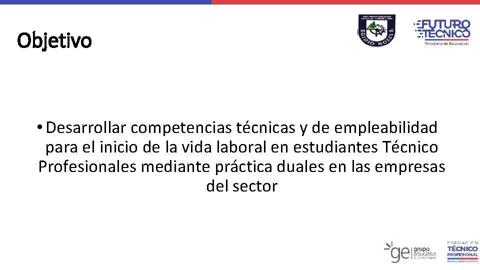 Objetivo Logo Liceo • Desarrollar competencias técnicas y de empleabilidad para el inicio de