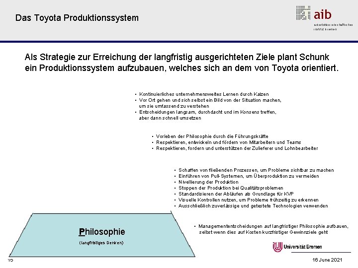 aib Das Toyota Produktionssystem arbeitswissenschaftliches institut bremen Als Strategie zur Erreichung der langfristig ausgerichteten