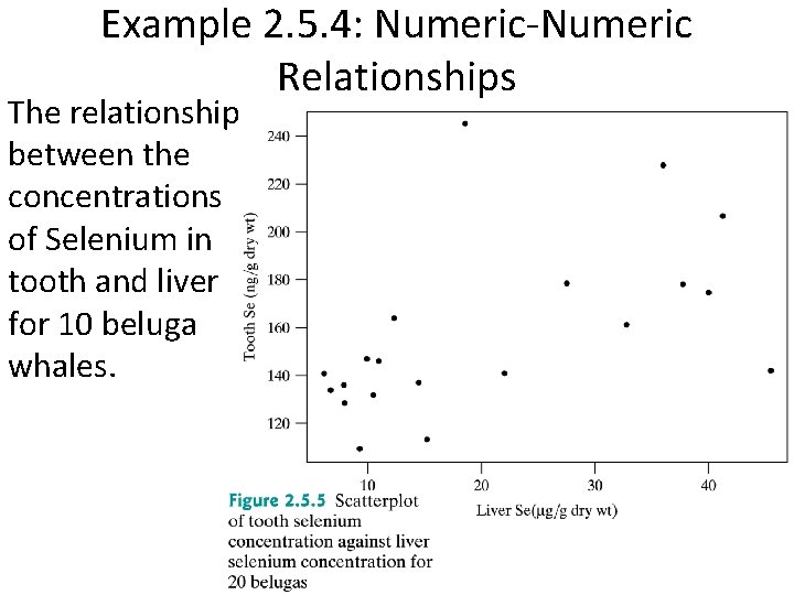 Example 2. 5. 4: Numeric-Numeric Relationships The relationship between the concentrations of Selenium in