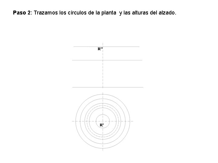 Paso 2: Trazamos los círculos de la planta y las alturas del alzado. 