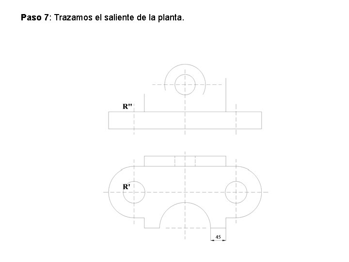 Paso 7: Trazamos el saliente de la planta. 