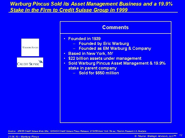 Warburg Pincus Sold its Asset Management Business and a 19. 9% Stake in the