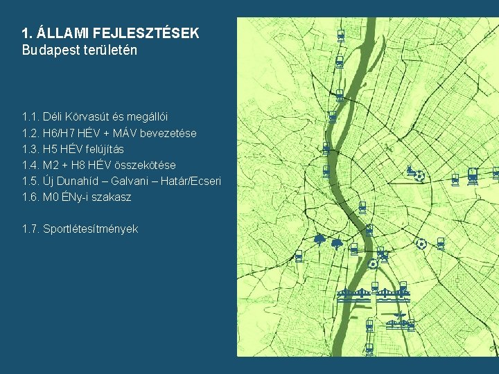 1. ÁLLAMI FEJLESZTÉSEK Budapest területén 1. 1. Déli Körvasút és megállói 1. 2. H