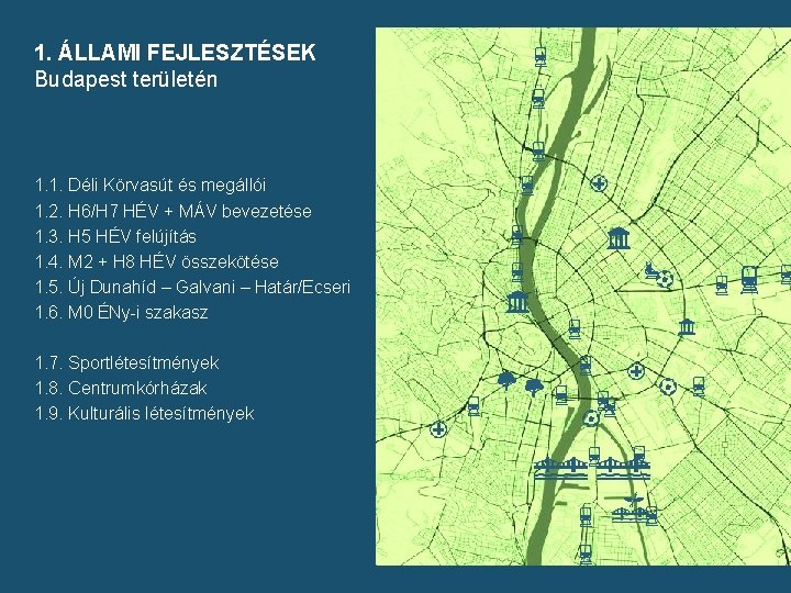 1. ÁLLAMI FEJLESZTÉSEK Budapest területén 1. 1. Déli Körvasút és megállói 1. 2. H