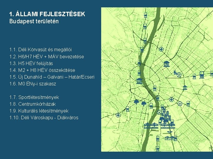 1. ÁLLAMI FEJLESZTÉSEK Budapest területén 1. 1. Déli Körvasút és megállói 1. 2. H