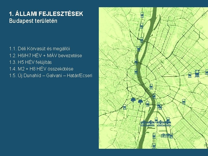 1. ÁLLAMI FEJLESZTÉSEK Budapest területén 1. 1. Déli Körvasút és megállói 1. 2. H