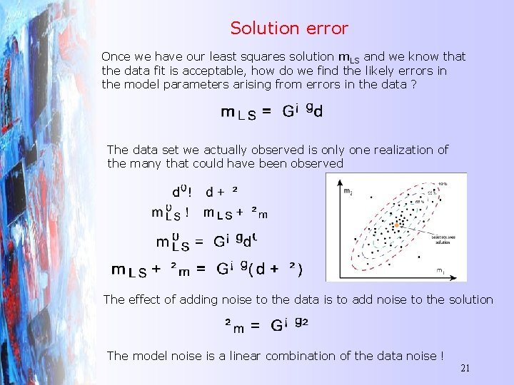Solution error Once we have our least squares solution m. LS and we know