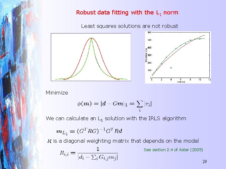 Robust data fitting with the L 1 norm Least squares solutions are not robust