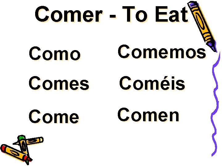 Comer - To Eat Como Comemos Comes Coméis Comen 
