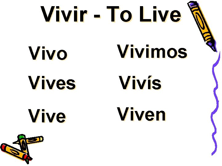 Vivir - To Live Vivo Vivimos Vives Vivís Viven 