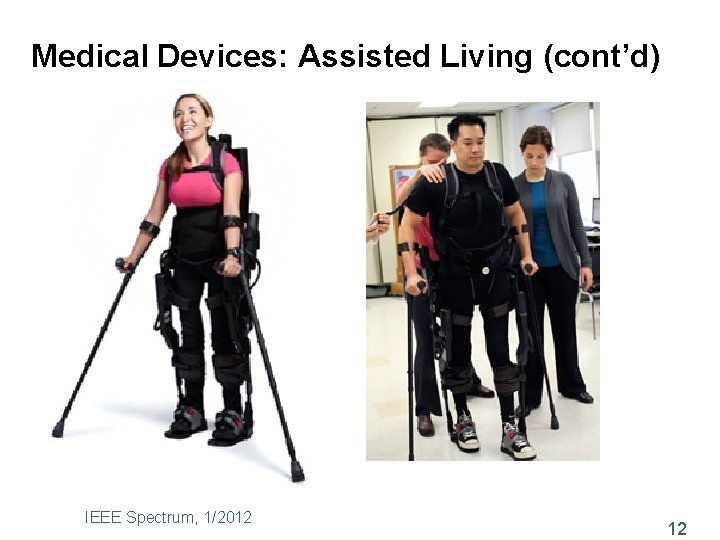 Medical Devices: Assisted Living (cont’d) IEEE Spectrum, 1/2012 12 
