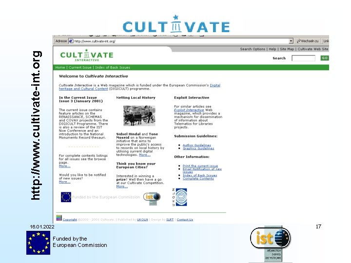 http: //www. cultivate-int. org 16. 01. 2022 Funded by the European Commission 17 