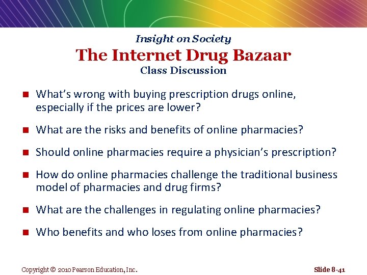 Insight on Society The Internet Drug Bazaar Class Discussion n What’s wrong with buying