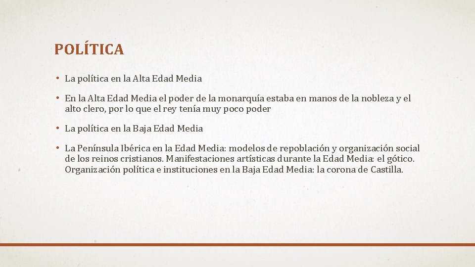 POLÍTICA • La política en la Alta Edad Media • En la Alta Edad