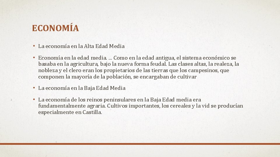 ECONOMÍA • La economía en la Alta Edad Media • Economía en la edad