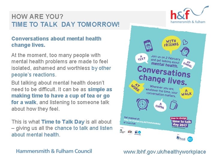 Commitment to staff health wellbeing support and recognition