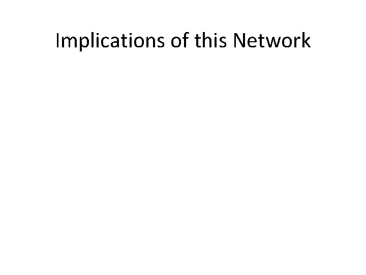 Implications of this Network 