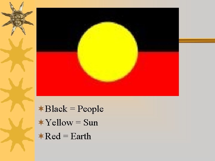¬Black = People ¬Yellow = Sun ¬Red = Earth 