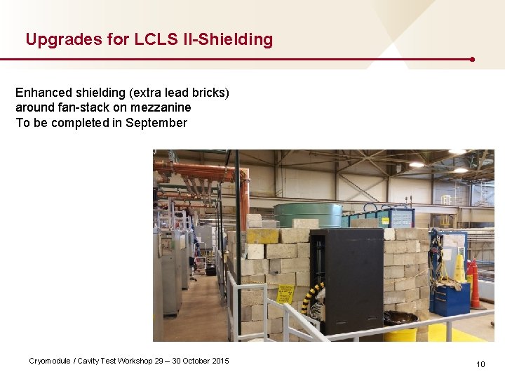 Upgrades for LCLS II-Shielding Enhanced shielding (extra lead bricks) around fan-stack on mezzanine To