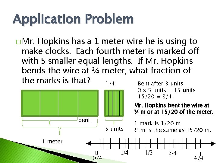 Application Problem � Mr. Hopkins has a 1 meter wire he is using to