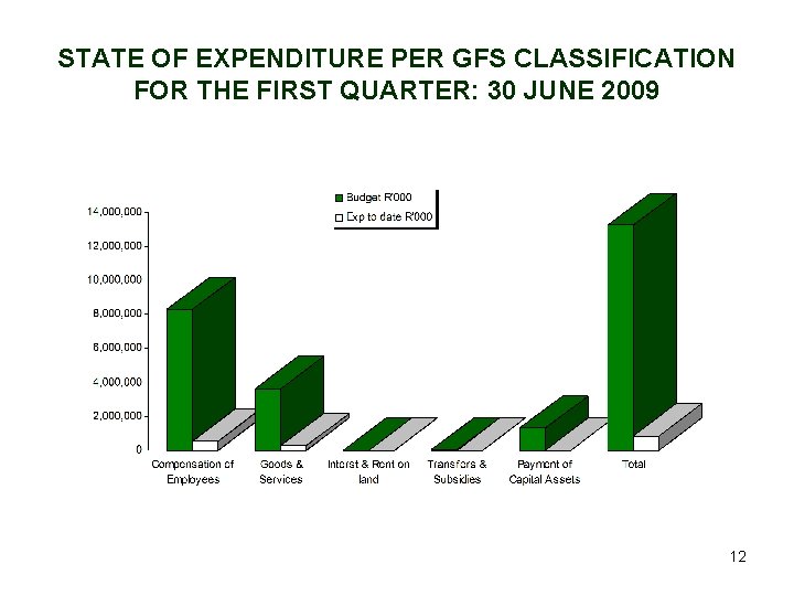 STATE OF EXPENDITURE PER GFS CLASSIFICATION FOR THE FIRST QUARTER: 30 JUNE 2009 12