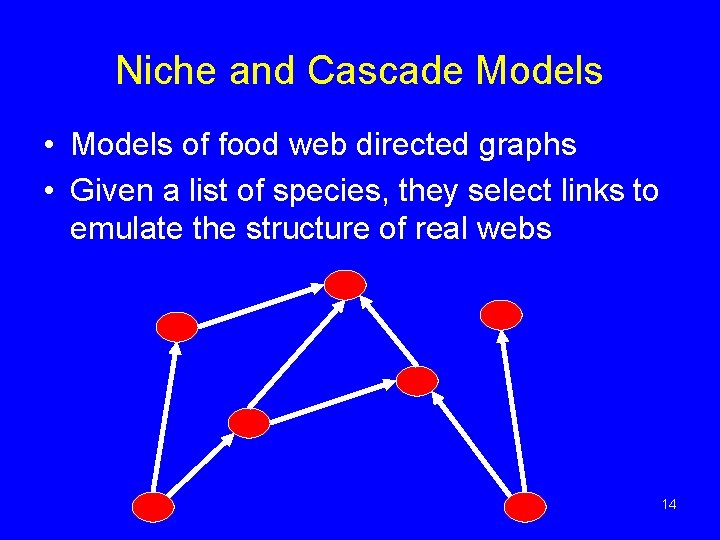 Niche and Cascade Models • Models of food web directed graphs • Given a Niche and Cascade Models • Models of food web directed graphs • Given a